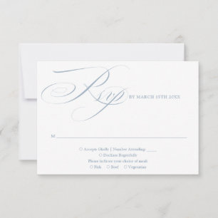 Stofbruine Blauwe Moderne Chic Elegante Script Bru RSVP Kaartje