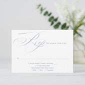 Stofbruine Blauwe Moderne Chic Elegante Script Bru RSVP Kaartje (Staand voorkant)
