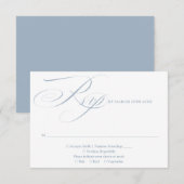 Stofbruine Blauwe Moderne Chic Elegante Script Bru RSVP Kaartje (Voorkant / Achterkant)