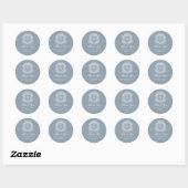Stofbruine Blauwe Monogram Trouw Crest Dank Je Ronde Sticker (Vel)