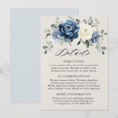 Stofbruine Blauwe Navy Champagne Ivoren Trouwdetai Informatiekaartje (Voorkant / Achterkant)