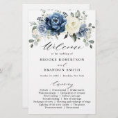 Stofbruine Blauwe Navy Champagne Ivoren Trouwprogr (Voorkant / Achterkant)