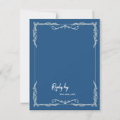Stofbruine Blauwe QR Code Black Tie Bruiloft RSVP Kaartje (Voorkant)