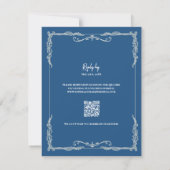 Stofbruine Blauwe QR Code Black Tie Bruiloft RSVP Kaartje (Achterkant)