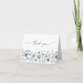 Stofbruine Blauwe Salie Wilde Bloem Bruiloft Bedankkaart
