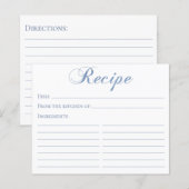 Stofbruine Blauwe Script Bruiloft Recept Kaart (Voorkant / Achterkant)