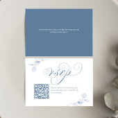 Stofbruine Blauwe Script QR Code Huwelijks RSVP Ka Kaartje