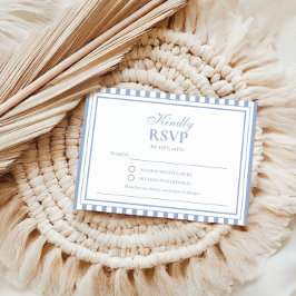 Stofbruine Blauwe Streep Oude Geld Huwelijksuitnod RSVP Kaartje