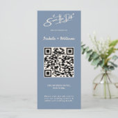 Stofbruine Blauwe Trouwfoto QR-code Elegant (Staand voorkant)