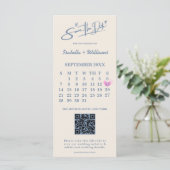 Stofbruine Blauwe Trouwfoto QR-code Elegant (Staand voorkant)