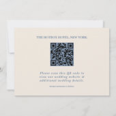 Stofbruine Blauwe Trouwfoto QR-code Elegant Save The Date (Achterkant)