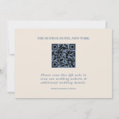 Stofbruine Blauwe Trouwfoto QR-code Elegant Save The Date (Achterkant)