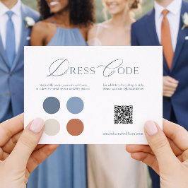 Stofbruine blauwe trouwjurk kledingcode kaart met