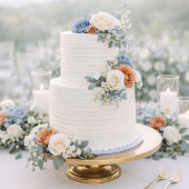 Stofbruine blauwe trouwjurk kledingcode kaart met 