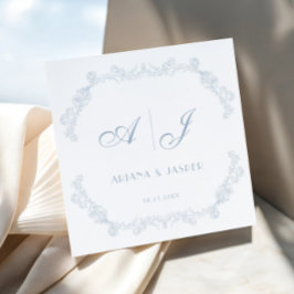 Stofbruine Blauwe Vintage Bloem Romantische Trouwd Servet