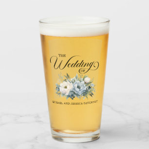 Stofbruine Blauwe Witte Bloem Bruiloft Favor Glas