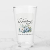 Stofbruine Blauwe Witte Bloem Bruiloft Favor Glas (Voorkant)