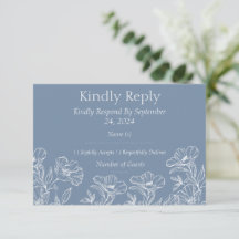 Stofbruine Blauwe Witte Lelie Bloemige Trouw RSVP
