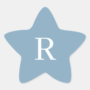 Stofbruine Blauwe Witte Monogrammen Bruidsfeest Hu Ster Sticker