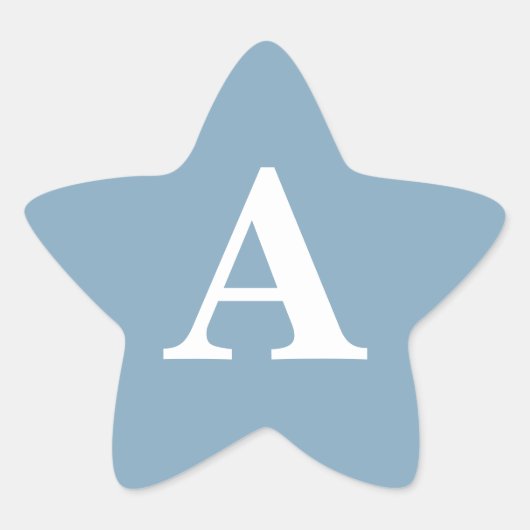 Stofbruine Blauwe Witte Monogrammen Eenvoudige Bru Ster Sticker (Voorkant)