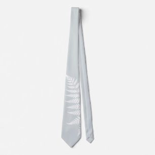 Stofbruine Blauwe Witte Varens Eenvoudig Elegante Stropdas