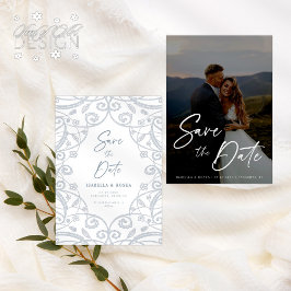 Stofbruine Blauwe Zachte Zilveren Bloemengelegance Save The Date