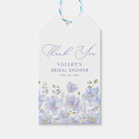 Stofbruine bloemige bruidsdouche cadeaulabel (Voorkant)