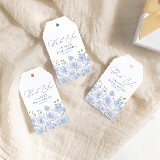 Stofbruine bloemige bruidsdouche cadeaulabel