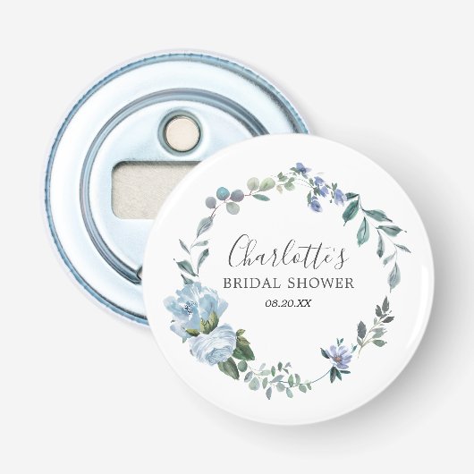 Stofbruine bloemige bruidsfeest favoriet button flesopener (Voorkant)