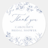 Stofbruine Bloemige Chinoiserie Bruiloftsfeest  Ronde Sticker (Voorkant)