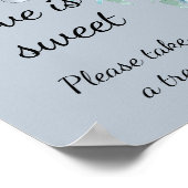 Stofbruine bloemige 'liefde is zoet' bruidsdouche poster (Hoek)