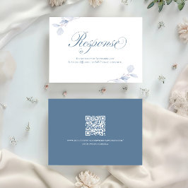 Stofbruine Bloemige QR Huwelijksreactiekaart RSVP Kaartje