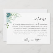 Stofbruine bloemige trouwtijdlijn welkomstkaart kaart (Achterkant)