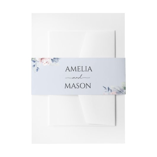 Stofbruine Bloemige Waterverf Bruiloft Uitnodigingen Wikkel (Voorkant Voorbeeld)