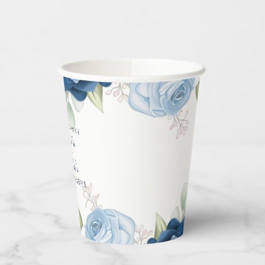 Stofbruine bloemrijke elegante bruidsdouche papieren bekers (Links)