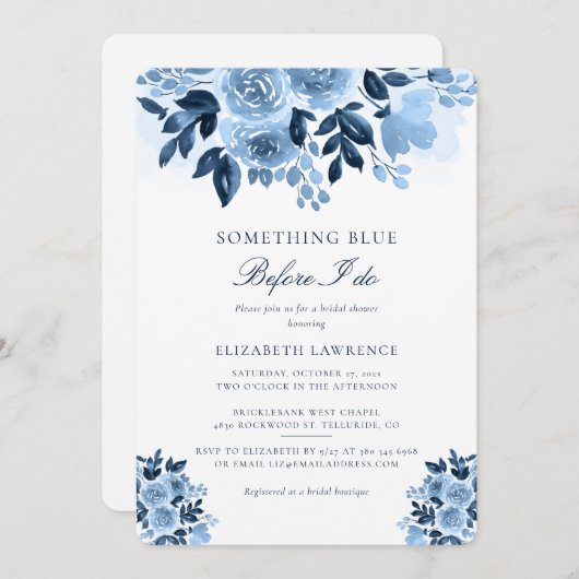 Stofbruine bloemrijke script bruidsdouche kaart (Voorkant / Achterkant)