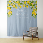 Stofbruine citroenen bruiloftsshower fotobackdrop wandkleed (In situ)