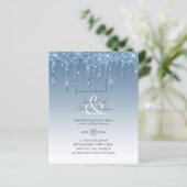 Stofbruine druppelende glitter bruiloft uitnodigin (Staand voorkant)