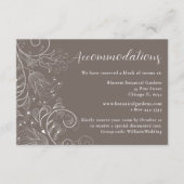Stofbruine Elegante Bloemige Trouwaccommodaties Informatiekaartje (Voorkant)