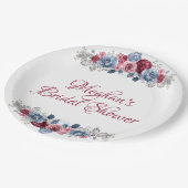 Stofbruine en bordeauxrode bruidsdouche papieren bordje (Gekanteld)