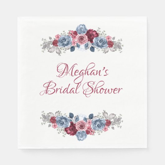 Stofbruine en bordeauxrode trouwfeestservetten servet (Voorkant)