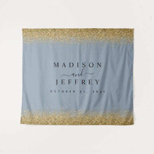 Stofbruine en gouden glinsterende trouwachtergrond wandkleed (Voorkant (horizontaal))