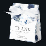 Stofbruine en marineblauwe bloemige trouwgunstdoos bedankdoosjes<br><div class="desc">Stofbruine en marineblauwe bloemen elegante dank je gunst dozen</div>