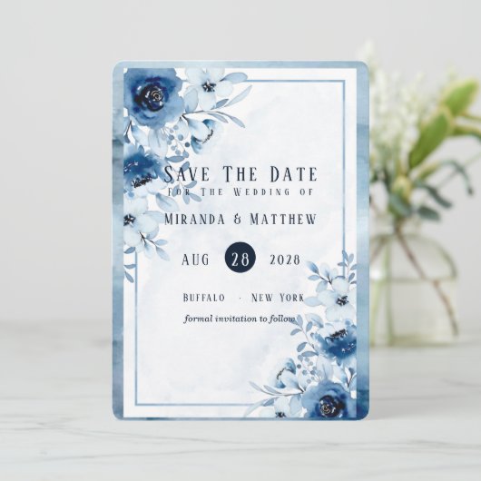 Stofbruine en marineblauwe geschilderde pioen 'Sav Kaart (Staand voorkant)