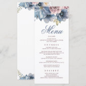 Stofbruine en mauve bloemige moderne trouwmenu's programmakaart (Voorkant / Achterkant)