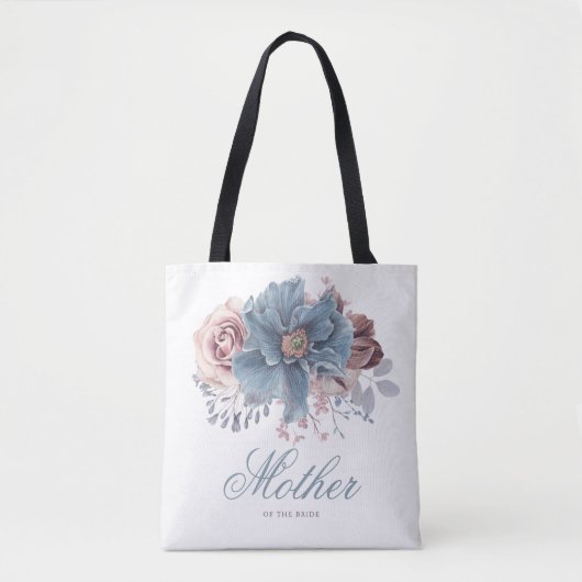 Stofbruine en mauve bloemrijke elegante trouw tote bag (Voorkant)