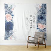 Stofbruine en roze bloem bruiloft / baby shower wandkleed (In Situ (horizontaal))