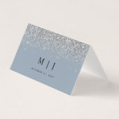 Stofbruine en zilver glinsterende huwelijks placec kaart (Achterkant)