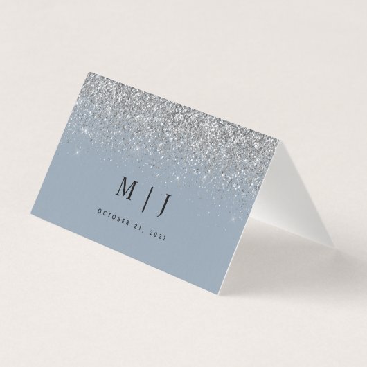 Stofbruine en zilver glinsterende huwelijks placec kaart (Achterkant)