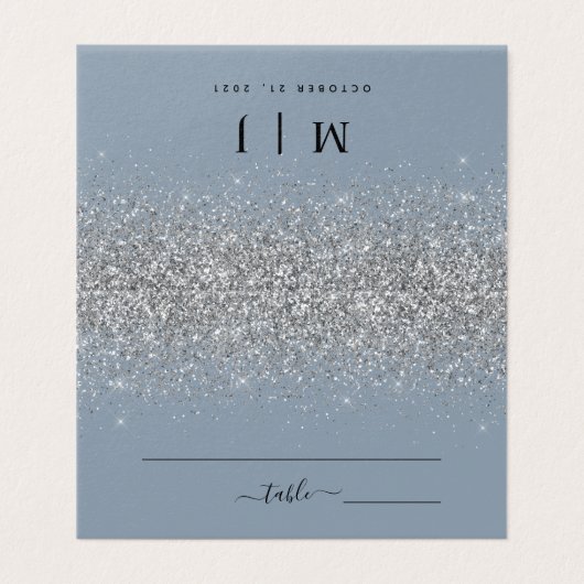 Stofbruine en zilver glinsterende huwelijks placec kaart (Buitenkant ongevouwen)